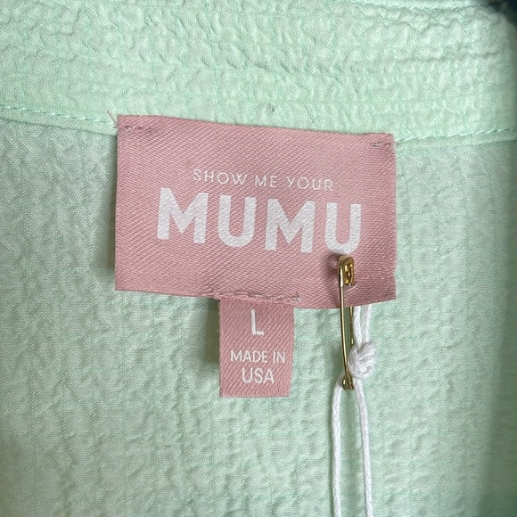 Show Me Your MuMu | Green Crinkle Buoy Button Down Maxi Dress Size Large NWT - Picture 5 of 9